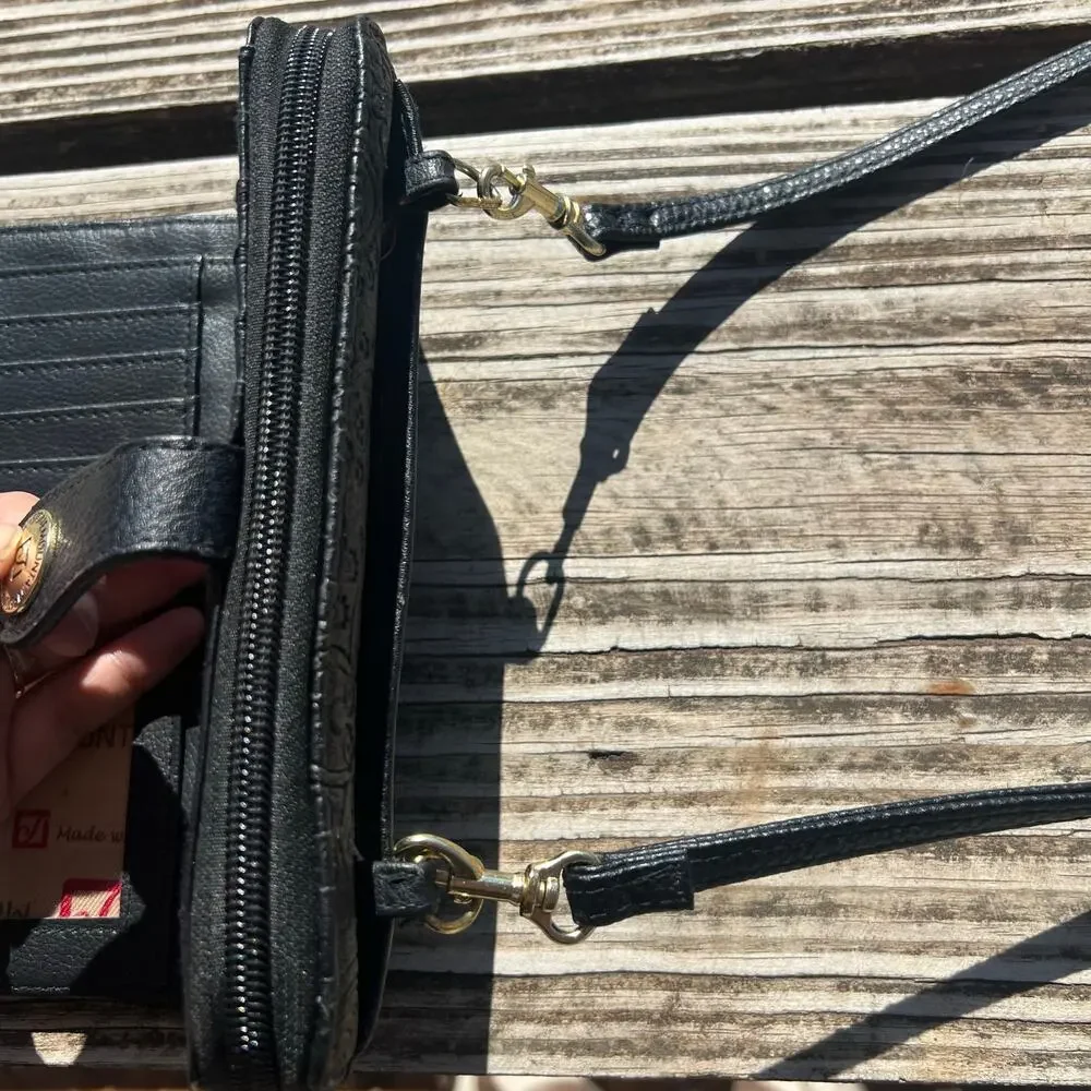 Stone Mountain Convertible Wallet Crossbody Black Embossed Travel Organizer - Picture 10 of 16